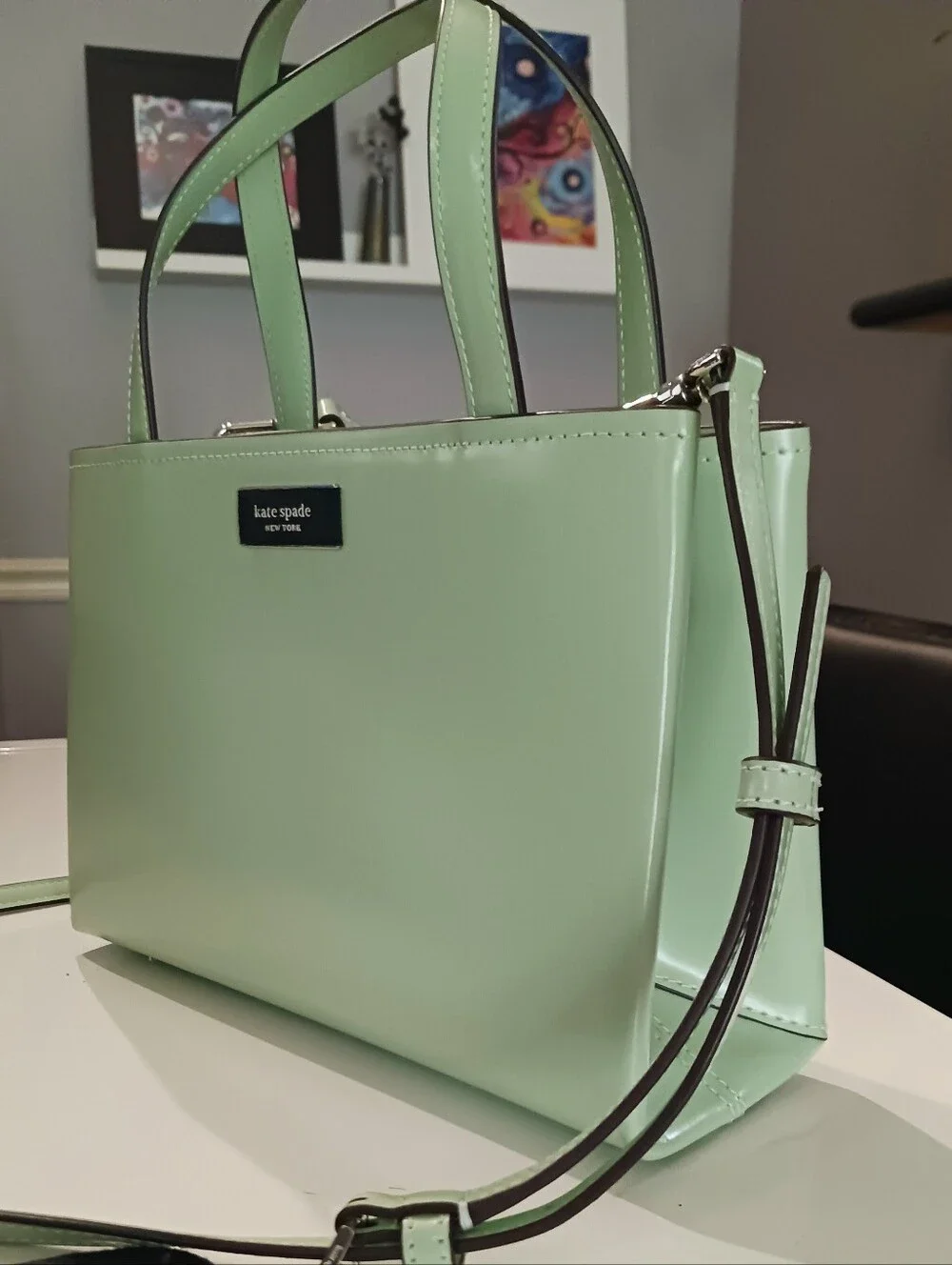 Kate Spade Sam Icon Satchel Crossbody Light Retro Green - Picture 3 of 9